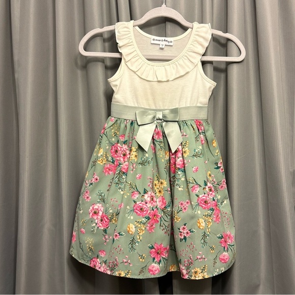 Max Daisy Dress Girl 6 Party Dress Floral tiny dots by ribbon #91 - Picture 1 of 8